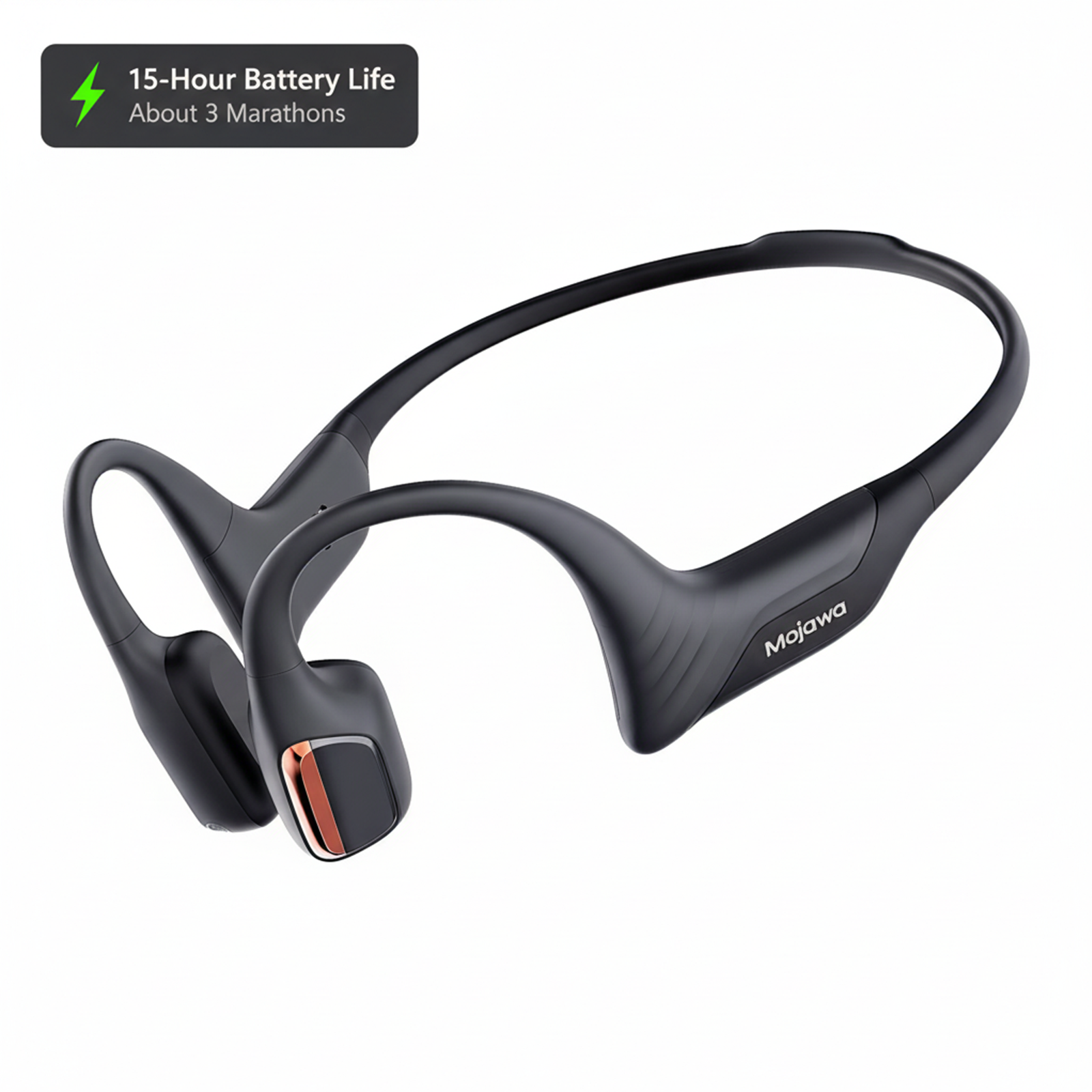 Purra Run Long Battery Life Bone Conduction Headphones | 15-Hour Battery Life Wind Noise Reduction for Cycling